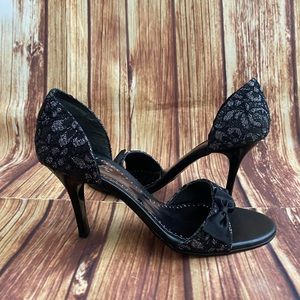 Price Shoes Women Elegant Peep Toe Shimmer Pumps Mid Heel Slip On Shoes Size 7.5